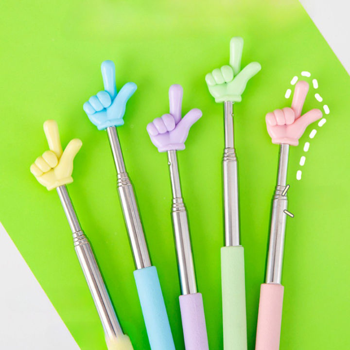 Stainless Steel Teaching Pointer Telescopic Rod Finger Design Finger Reading Pointer Stick Teaching Stick School Office Supplies