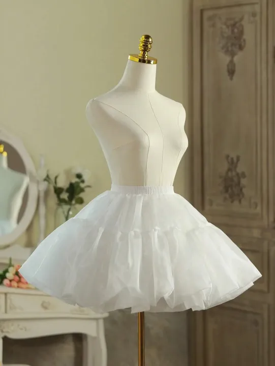 Women%20Girls%20Ruffled%20Short%20Petticoat%20With/No%20Hoop%20Solid%20Color%20Fluffy%20Bubble%20Tutu%20Skirt%20Puffy%20Half%20Slip%20Prom%20Crinoline%20Underskirt%20-%20Image%202