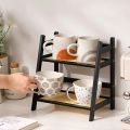 Bamboo Double Layer Rack 2-Tier Desktop Organizer Display Racks Office Stationary Office Storage Makeup Organizion for Vanity. 