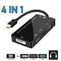 Mini DisplayPort to HDMI VGA DVI Audio 4-in1 adapter cable for Apple Macbook Pro Air Mini Thunderbolt 2 to VGA HDMI DVI adapter. 
