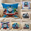 Thomas The Train Square Pillow Case Anti-dustmite Pillowcase Invisible zipper silky short plush Sofa cushion cover.