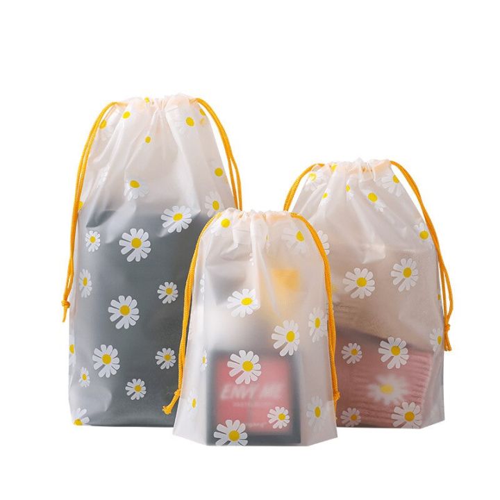10Pcs Transparent Waterproof Travel Cosmetic Bag Towel Socks Plastic Drawstring Storage Bag Bathroom Transparent Beach Bag