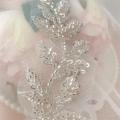 10PCS-2PCS. Silver White Beaded Lace Mirror Flowers.Flower Leaves Embroidery Wedding Dress Headdress.DIY Sewing Supplies Patch. 