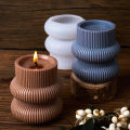 Stripe Candle Holder Silicone Mold 3D Geometric Cylindrical Scented Candle Soap Gypsum Concrete Pouring Mold DIY Craft Home Deco. 
