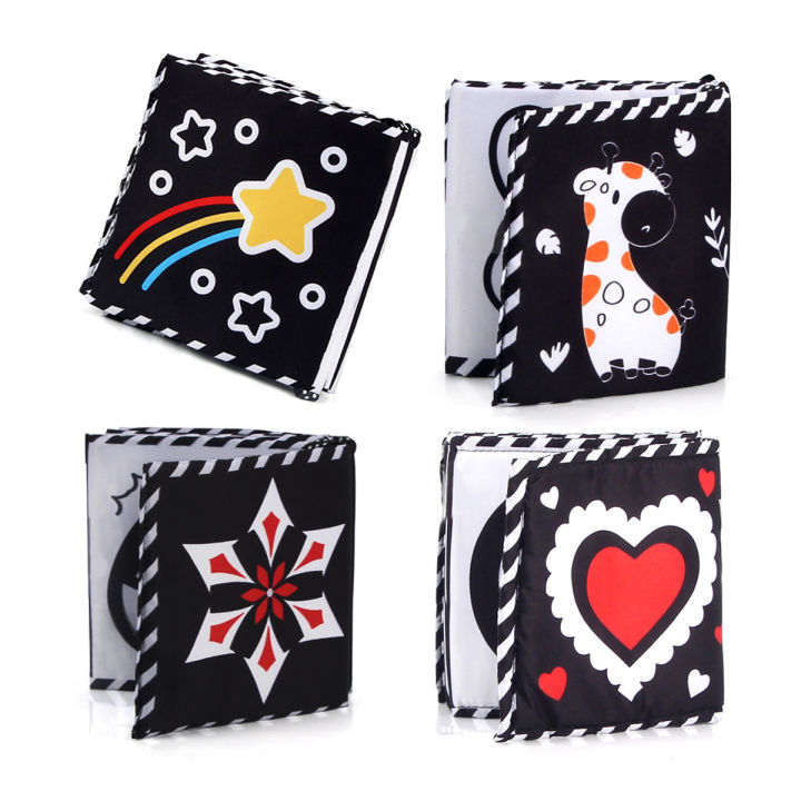 High Contrast Black and White Baby Book - Touch and Feel Crinkle Sensory Toy - Visual Stimulation Interactive Toys for Infant