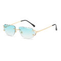Retro Sunglasses For Men And Women High-End Frameless Fashion UV400 Irregular Cut Lenses Women Sun Glasses. 