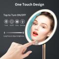 Desk Makeup Mirror with LED Light Lamp and Storage Tray, Dressing Table Rotatable Cosmetic Standing Mirror Light, Adjustable Touch Screen Direct USB Plug in Vanity Mirror. 