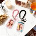 2 Pack Cute Photocard Holder Keychain  Photo Card Holder, Transparent PC Holder with Star Wave Design for Bus Student Card,. 