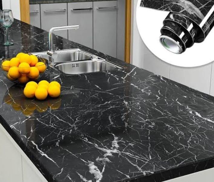 Colors Marble Wallpaper Self Adhesive Waterproof Wall Stickers Bathroom Kitchen Cabinet Stove Desktop Wall Paper Home Decor, Size : 60 cmx2meter