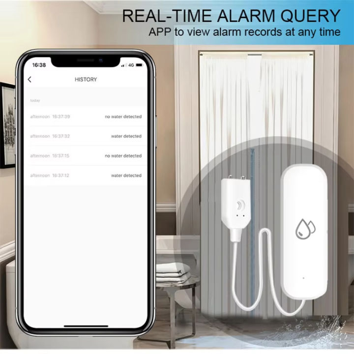Tuya Smart WiFi Water Sensor Flood Leak Detector with Smart Life APP Alert Home Security Overflow Protection