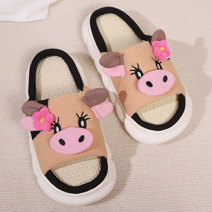 Cute%20Cow%20Thick%20Bottom%20Linen%20Slippers%20Women%202024%20Winter%20Comfort%20Home%20Cotton%20Slippers%20Woman%20Flat%20Heels%20Non%20Slip%20Indoor%20Shoes%20Slide%20-%20Image%205