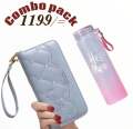 Combo Pack 2 In 1 Women Fashion Wallets And Glass Hello Master Water Bottle. 