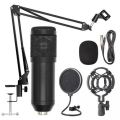 Bm 800 Condensor Microphone (Full Black) Kit with Pop Filter & Arm Scissor Stand. 