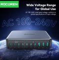 Rocoren 400W 10 in 1 Multi Ports USB Type C Fast Charger Portable Desktop Power Station Type-C Gan Charger For iPhone 16 15 Pro Max. 