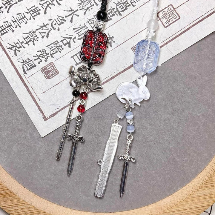 Creative Phone Charms Fashion Trendy Beaded Rabbit Mobile Phone DYM Lanyard Keychain Bag Decoration Pendant Card Book Chain