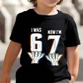 Cute Meme T-Shirt for Boys Girls Childrens Six Seven Funny Kids Y2k Tees Tops 67 Brainrot Print Round Neck Short Sleeve T Shirt. 