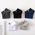5 pairs of autumn blended boat socks, solid color men's casual socks, breathable and sweat absorbing pure cotton socks. 
