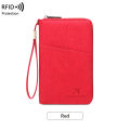 Multi-Functional RFID Blocking Passport Bag Travel Document Holder with Long Zipper Ticket Storage Wallet for Multiple Passports. 