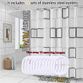 Simple style black and white large square bathroom shower curtain light opaque bathing more comfortable dry and wet separation.