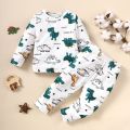 6 Months to 3 Years Baby Boy Spring&Autumn Clothing Set Cute Dinosaur Print Long Sleeved Top+Pants Toddler Boy Casual Clothing. 