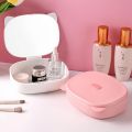 Cat ears foldable storage box stand makeup mirror makeup mirror table makeup mirror ins style. 