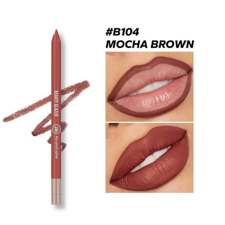 BEAUTY%20GLAZED%20WATERPROOF%20&%20LONG%20LASTING%20LIP%20LINER-#B104%20MOCHA%20BROWN%20-%20Image%204