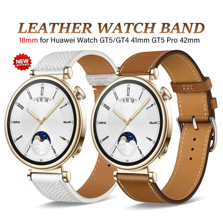 18mm Leather Women WatchBand for Huawei Watch GT 5 Pro 42mm Girls Bracelet Correa for Huawei GT5 GT4 41mm Slim Strap Accessories