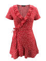 Summer Women’s Floal A-Line Dress Sweet Elegant Floral Ruffles V-neck Bandage Short Dress for Lady Chic Flowers Mini Dress.