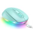 Mouse Seenda IWG-FGM LED Bluetooth mouse 3 mode silent rechargeable mouse multi device compatible BT 5.0/BT 3.0/2.4ghz compatible with laptop,pc, windows, android upto 2400Dpi light green color. 