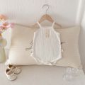 INS summer baby pit lace double button sling jumpsuit, baby girl simple and comfortable jumpsuit.