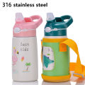 400ML Children Thermos Water Bottle Kids Thermos Mug Baby Duck Billed Straw 316 Stainless Steel Vacuum Flasks Tumbler Thermo Cup.