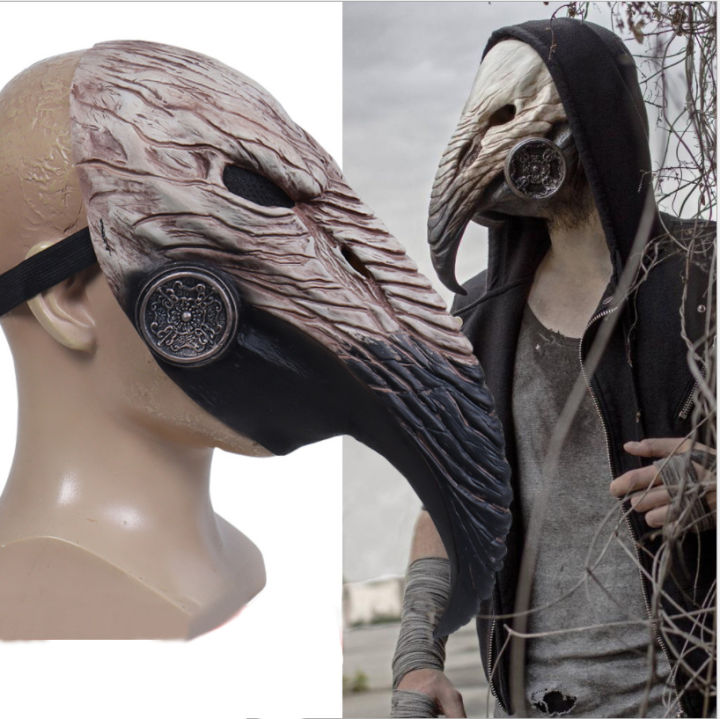 Horror Steampunk Plague Doctor Mask Funny Animal Long Nose Bird Beak Latex Masks Scary Full Face Helmet Halloween Party Props