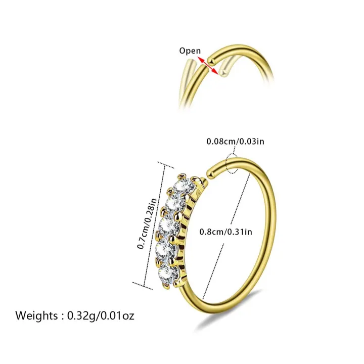 Single-row%20miniature%20zircon%20ultra-sparkle%20fine%20drill%20exquisite%20with%20drill%20opening%20ring%20nose%20stud%20nose%20pierced%20nose%20ring%20Earrings%20-%20Image%202