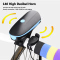 Bicycle Light Horn USB Bike Headlight 1200mAh Led Solar Power MTB Bike Electric Bell 140dB Night Riding Bicycle Accessories. 