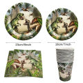 Dinosaur Disposable Tableware Set Dinosaur Theme Birthday Party Decoration Dinosaur Paper Plate Cup Tablecloth Boy Party Supplie.