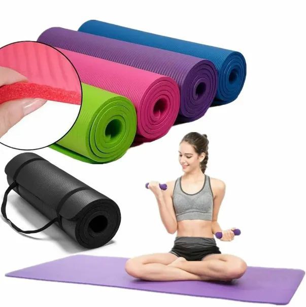 Yoga and Exercise Mat- (6 Feet x 2 Feet - Grey Multicolor 6 mm Yoga Mat ...