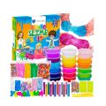 pack of 12 slime multicolor 6 glitter bottle orbeez animals and balls / foam clay icecream stick pack. 