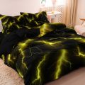 3Pcs Lightning Thunder Pattern Print Duvet Cover Bedding Set Soft Breathable For Four-seasonBedroom Dormitory Decorative. 