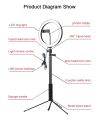 26cm Ring light , 8ft Tripode stand with Free Mobile holder.. 