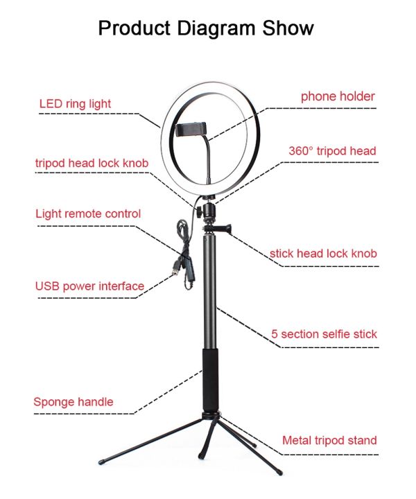 26cm%20Ring%20light%20,%208ft%20Tripode%20stand%20with%20Free%20Mobile%20holder.%20-%20Image%205