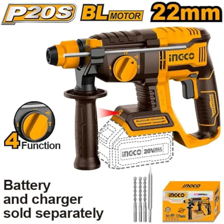 Ingco%20CRHLI202081%2020V%20Rotary%20Hammer%20-%202.0J%20Impact%20Energy,%20SDS%20Plus%20Chuck,%20Integrated%20Work%20Light,%203%20Drill%20Bits%20-%20Image%202