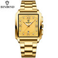 BINBOND B4143 Top Luxury Big Dial Men Watches Square Quartz Stainless Steel Waterproof Sport Automatic Date Business Men Watches. 
