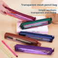 Grid Pencil Case Organizer Portable Exam Pencil Case Multi-Function Zippered Stationery Pouch School Supplies. 