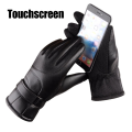 1 Pair Winter Cycling Leather Motorcycle Cotton Gloves Black Thick Velvet Cold Resistant And Windproof Cycling Cotton Gloves.