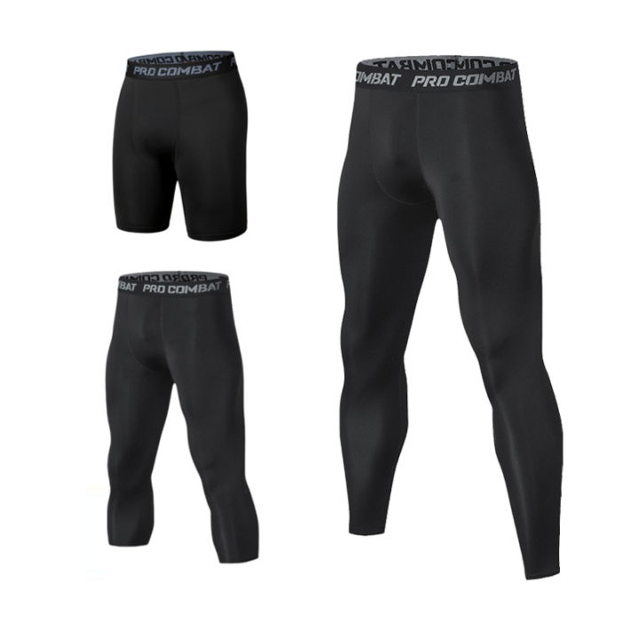 Men's Leggings Compression Pants Sports Leggings Basketball Quarter Shorts Quick Drying Running Training Stretch Fitness Pants