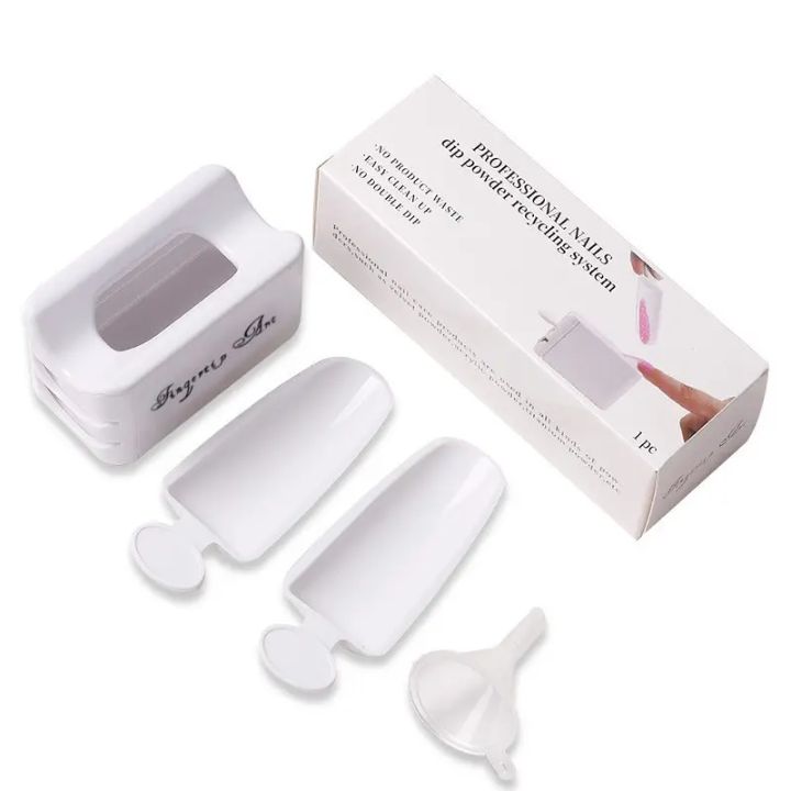 New Nail Art Powder Recycling Box Double Layers Nail Dipping Powder Collect Case Nail Glitter Rhinestones Recycle Storage Tool