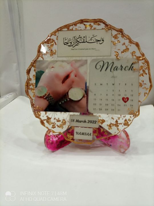 resin small sidetable frame anniversary best gift/birthday gift / resin art /personalized frame