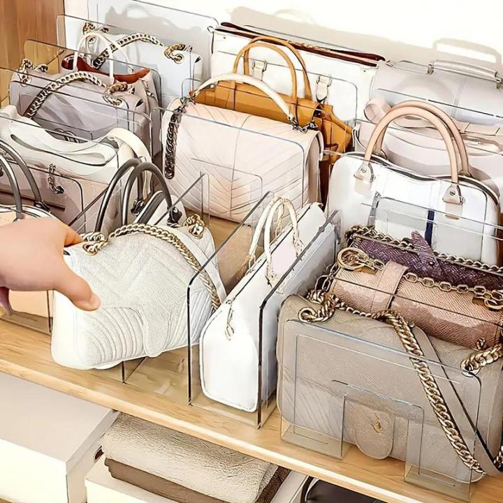 Handbag%20storage%20rack%20Organizer%204%20Slots%20Transparent%20Closet%20Purse%20Storage%20rack%20Acrylic%20wardrobe%20Bag%20storage%20holder%20Purse%20Display%20-%20Image%204