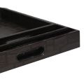 3 Pcs Leather Tray Set-Brown. 