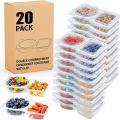20Pcs Reusable Snack Containers with Lids Portion Control Snack Pack ContainersDouble Compartment Snack Containers. 